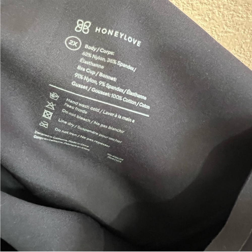 Honeylove Black Boldness Bodysuit 2X- jet black. - Picture 5 of 7
